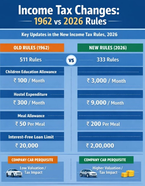 Income Tax Changes: 1962 vs 2026 Rules — Children Education Allowance, Hostel, Meal Allowance, Interest-Free Loan Limit